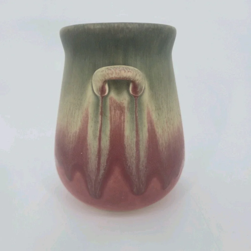 Falcon Ware 676 Vase Thomas Lawrence England Pink Green Drip Glaze 5.5